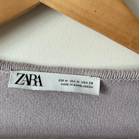 Zara Crop Wrap Around Tie Knit  Sweater Lavender Purple Size Medium - Picture 8 of 9